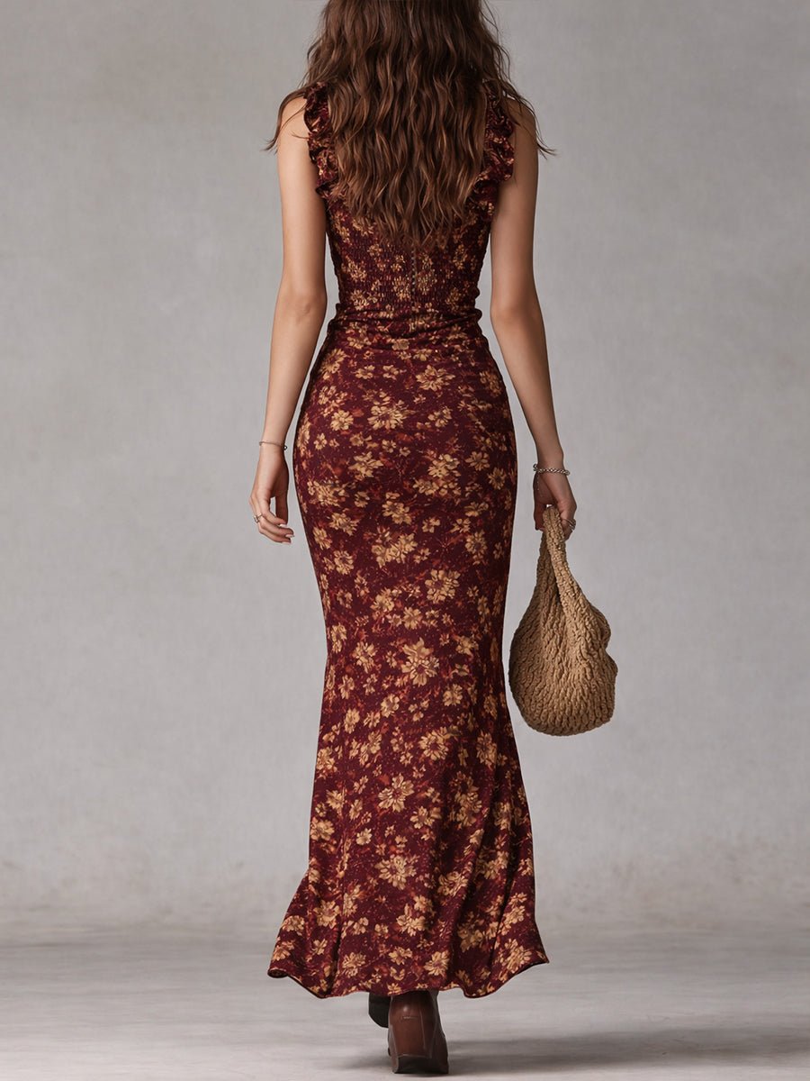 Belinda | Women's boho maxi dress with flowers and slit