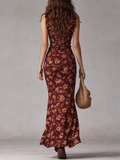 Belinda | Women's boho maxi dress with flowers and slit