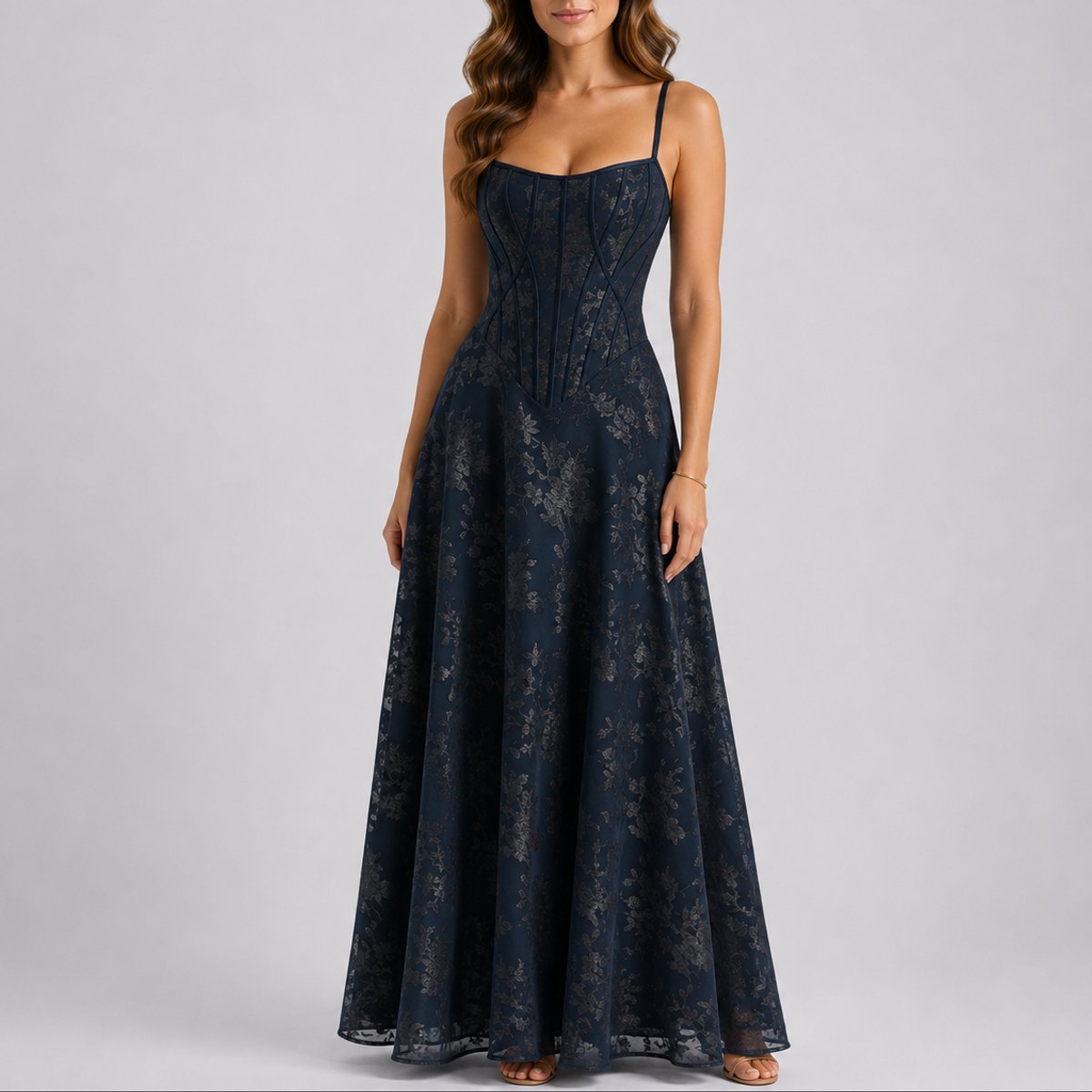 Leonor | Vestido maxi para mujer con corsé y estampado floral