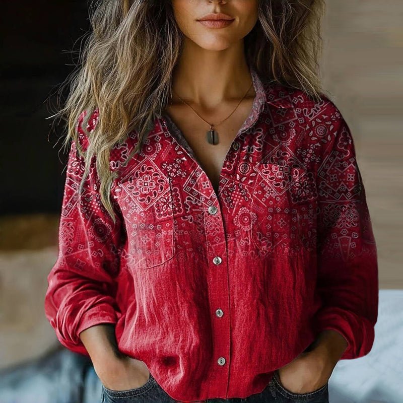Luisa | Blusa boho para mujer con estampado paisley vintage