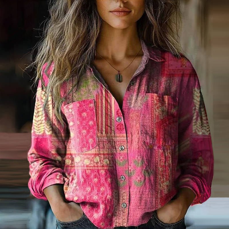 Luisa | Blusa boho para mujer con estampado paisley vintage