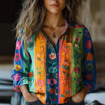 Luisa | Blusa boho para mujer con estampado paisley vintage