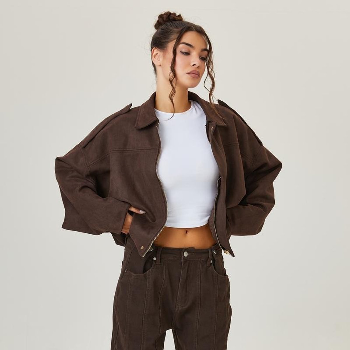 Yolanda | Chaqueta bomber para mujer de corte corto oversize
