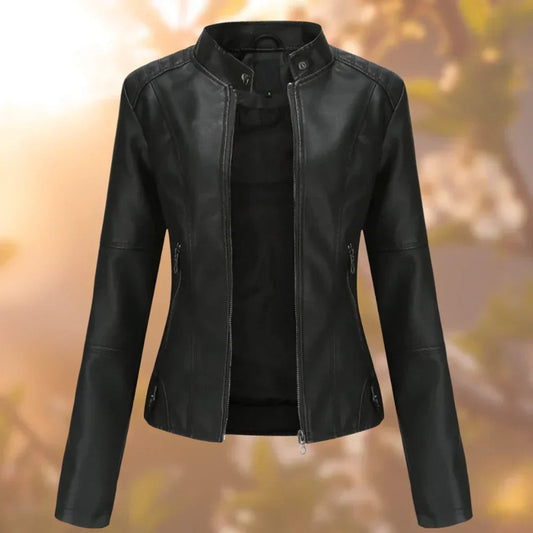 Abril | Chaqueta biker para mujer de polipiel con cremallera
