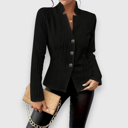 Jocelyn | Cárdigan de punto para mujer con cuello alto y botones
