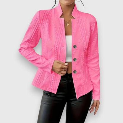 Jocelyn | Cárdigan de punto para mujer con cuello alto y botones
