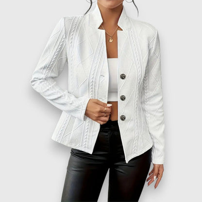 Jocelyn | Cárdigan de punto para mujer con cuello alto y botones