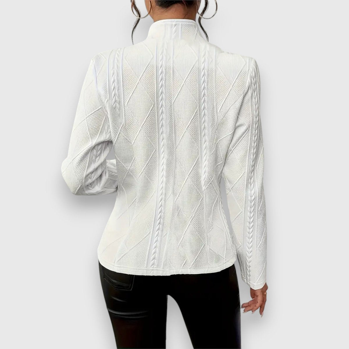 Jocelyn | Cárdigan de punto para mujer con cuello alto y botones