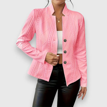 Jocelyn | Cárdigan de punto para mujer con cuello alto y botones