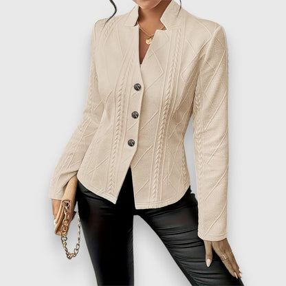 Jocelyn | Cárdigan de punto para mujer con cuello alto y botones