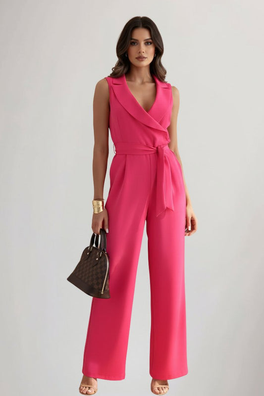 Daniela | Damen-Jumpsuit mit Blazerkragen und Gürtel  