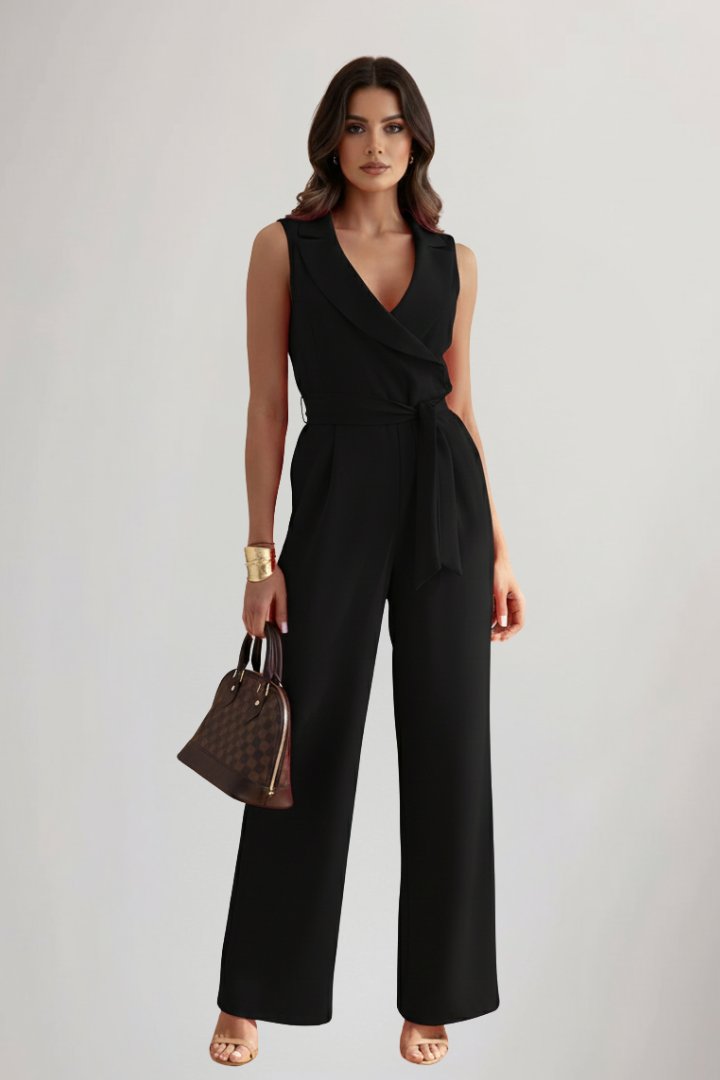 Daniela | Women's jumpsuit with blazer collar and belt