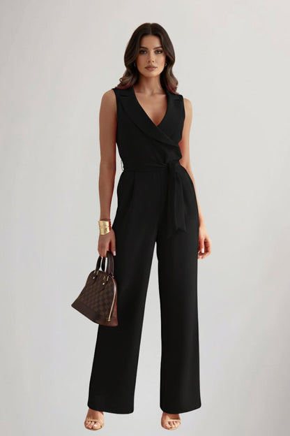 Daniela | Women's jumpsuit with blazer collar and belt