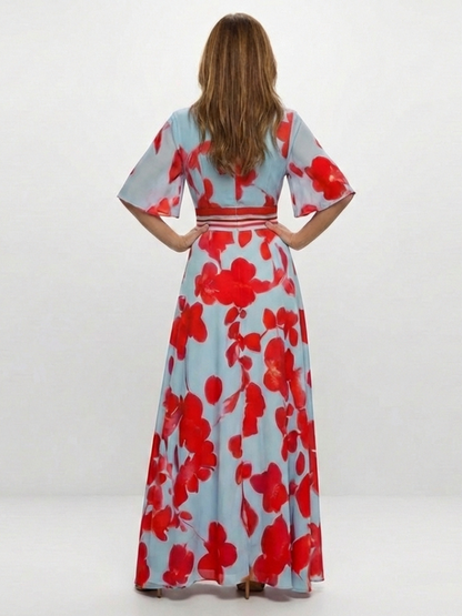 Caridad | Maxikleid mit kurzen Ärmeln und Blumenmuster