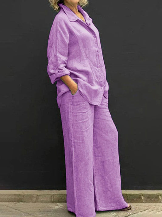 Selira | Conjunto de dos piezas para mujer con camisa y pantalón ancho