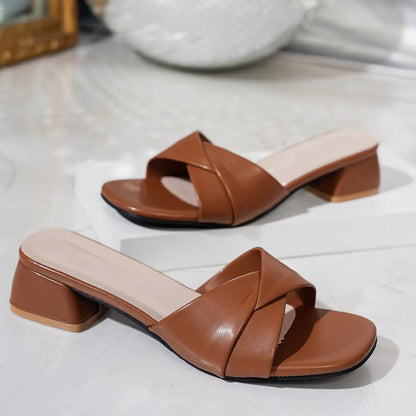 Susana | Sandalias para mujer con tacón bloque y tiras cruzadas