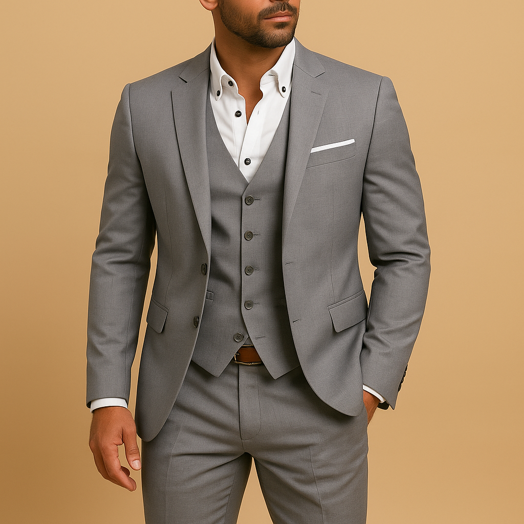 Héctor | Dreiteiliger Herrenanzug mit Slim Fit und einfachem Schnitt