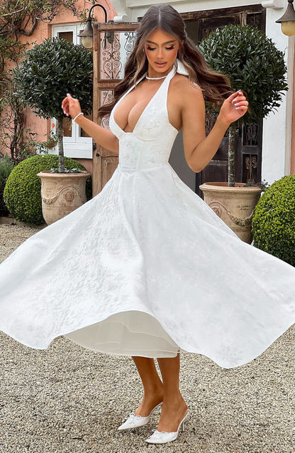 Brinella | Sukienka midi w stylu halter z eleganckim dekoltem dla kobiet