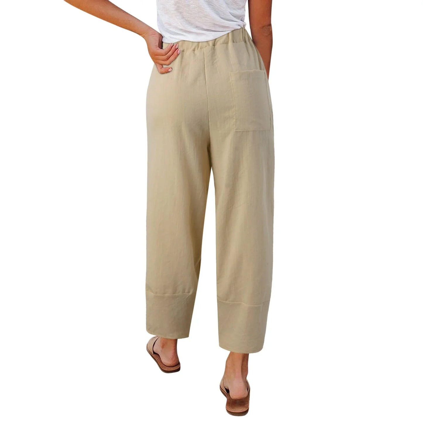 Mireya | Mujer pantalón ancho con diseño suelto y largo cropped