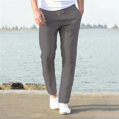 Felipe | Pantalón de lino para hombre con cordón y corte recto