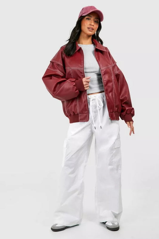 Elodina | Oversize Bomberjacke für Damen mit Lederoptik | Kühn