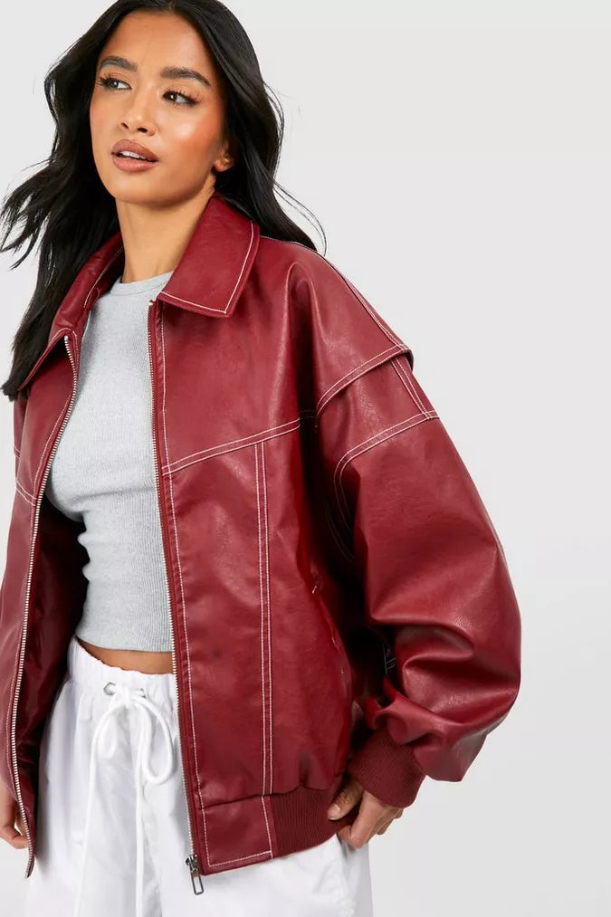 Elodina | Oversize Bomberjacke für Damen mit Lederoptik | Kühn