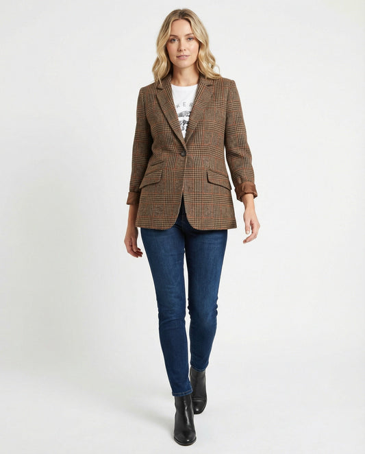 Griselina | Blazer para mujer a cuadros con un botón | Estructurado