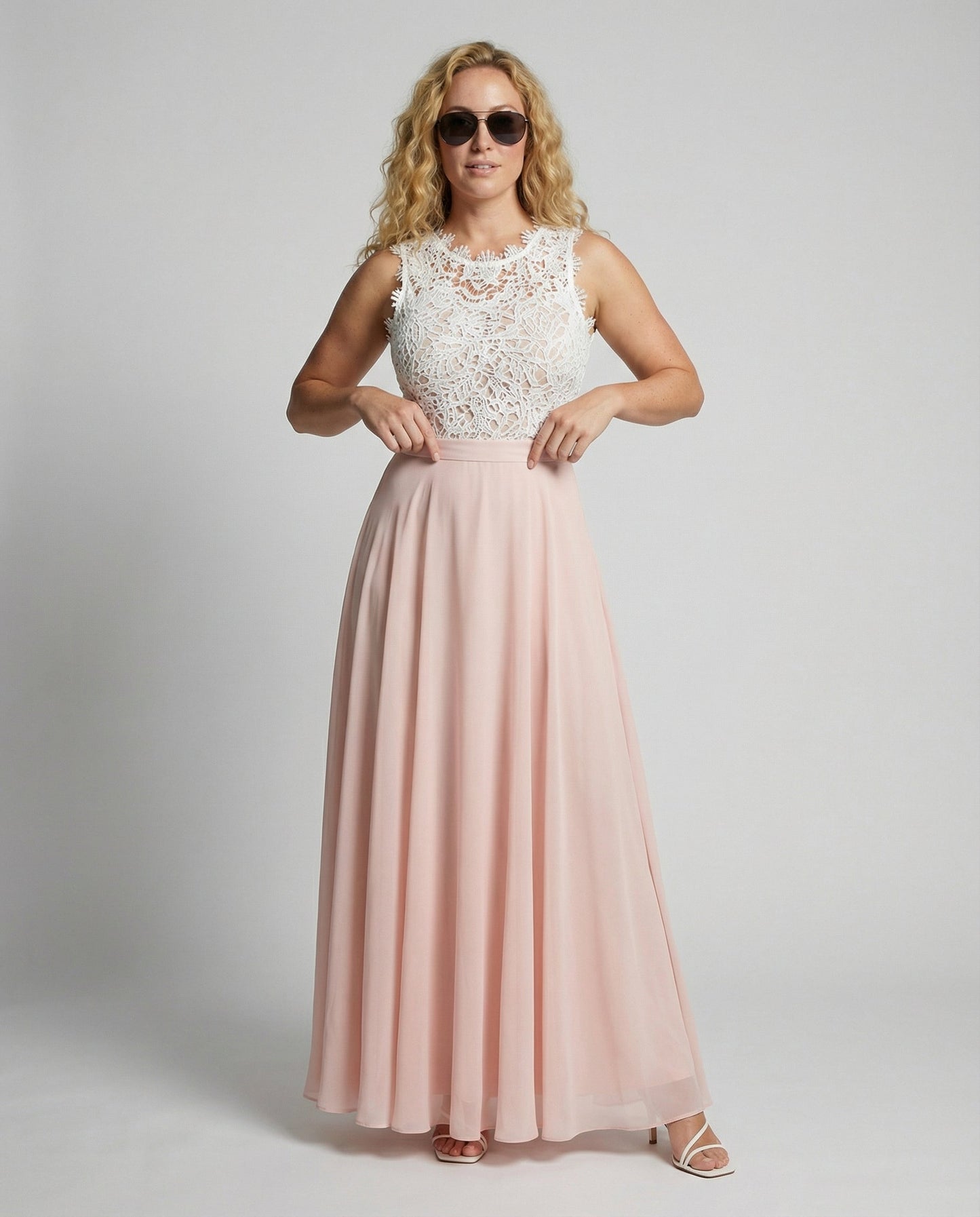 Adelaira | Damen-Maxikleid mit Spitze und ausgestelltem Rock | Formal