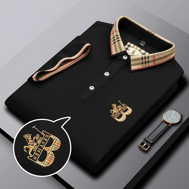 Jenaro | Casualowe polo męskie z kontrastowym kołnierzem w kratę | Eleganckie