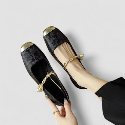 Nina | Women's Pearl Strap Spring Ballet Flats