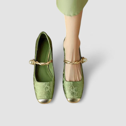 Nina | Frühlings-Ballerinas für Damen mit Perlenriemchen  