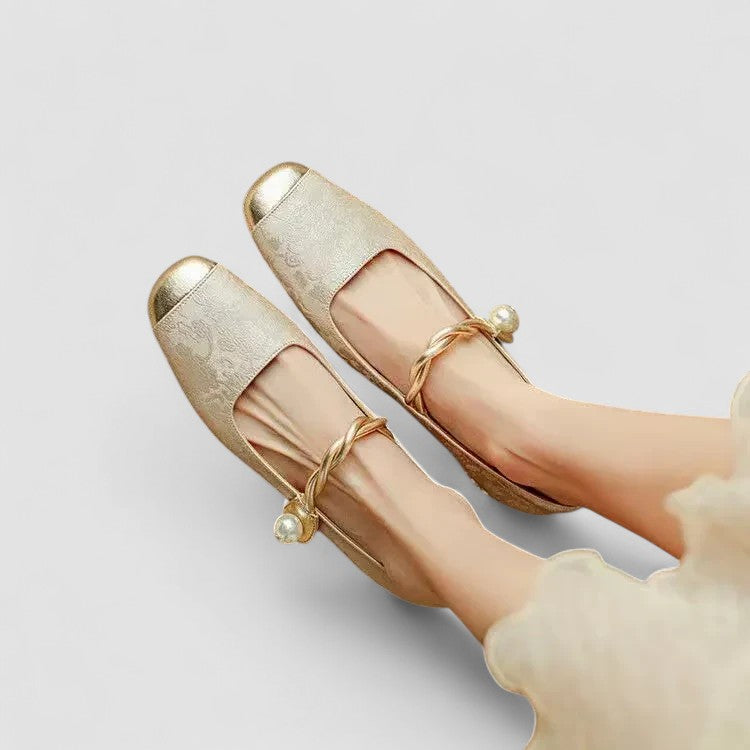 Nina | Women's Pearl Strap Spring Ballet Flats