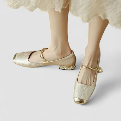 Nina | Women's Pearl Strap Spring Ballet Flats