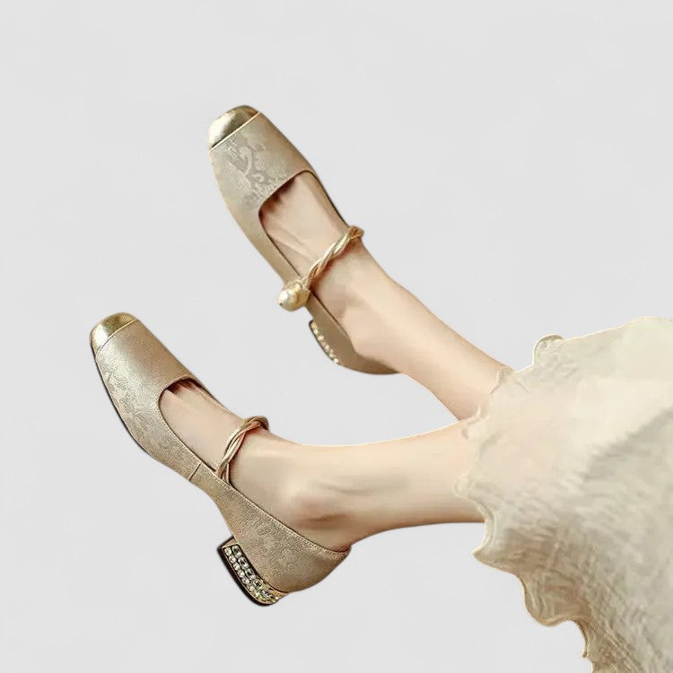 Nina | Women's Pearl Strap Spring Ballet Flats