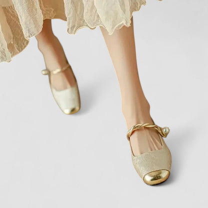 Nina | Women's Pearl Strap Spring Ballet Flats