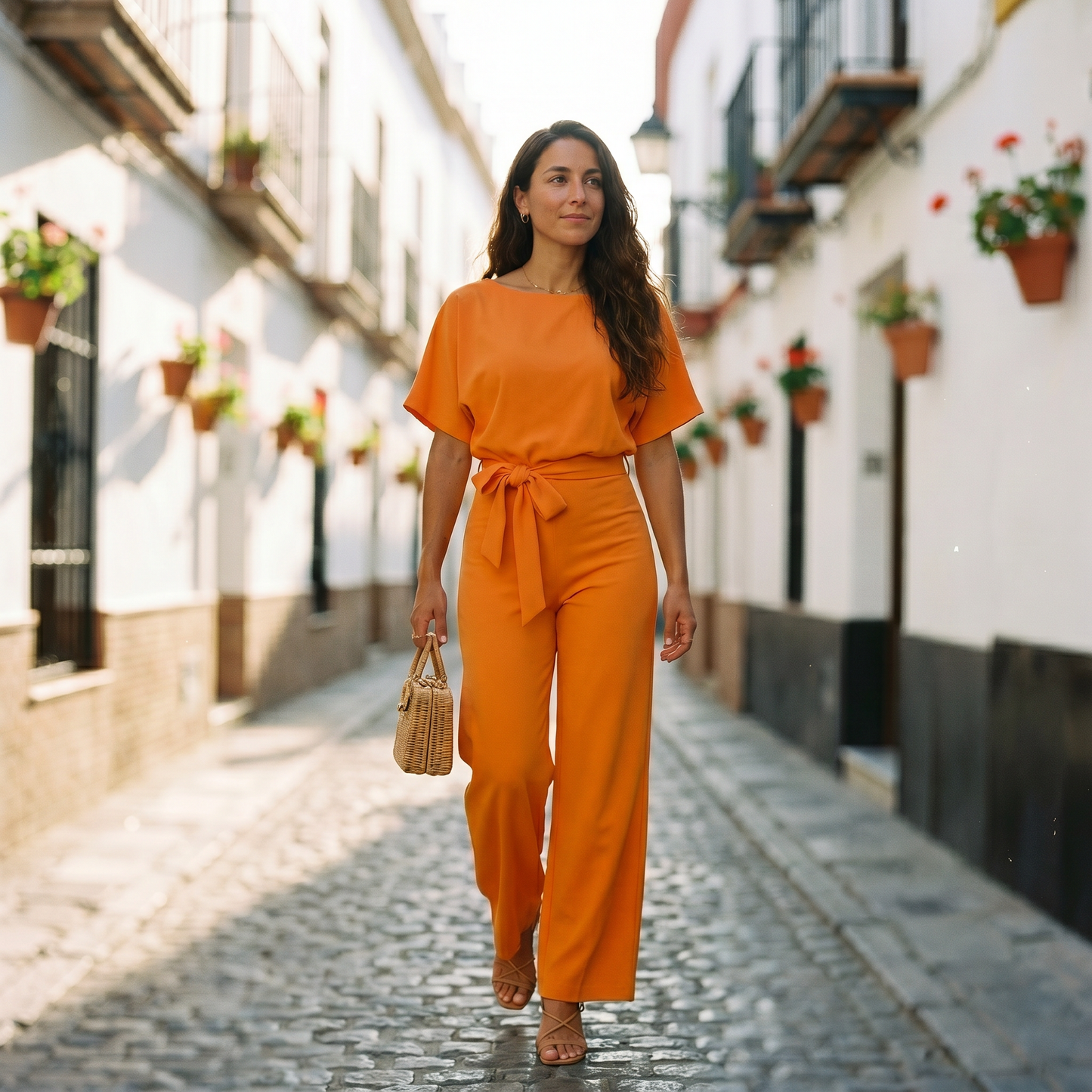 Helena | Mono casual de manga corta con cinturón para mujer