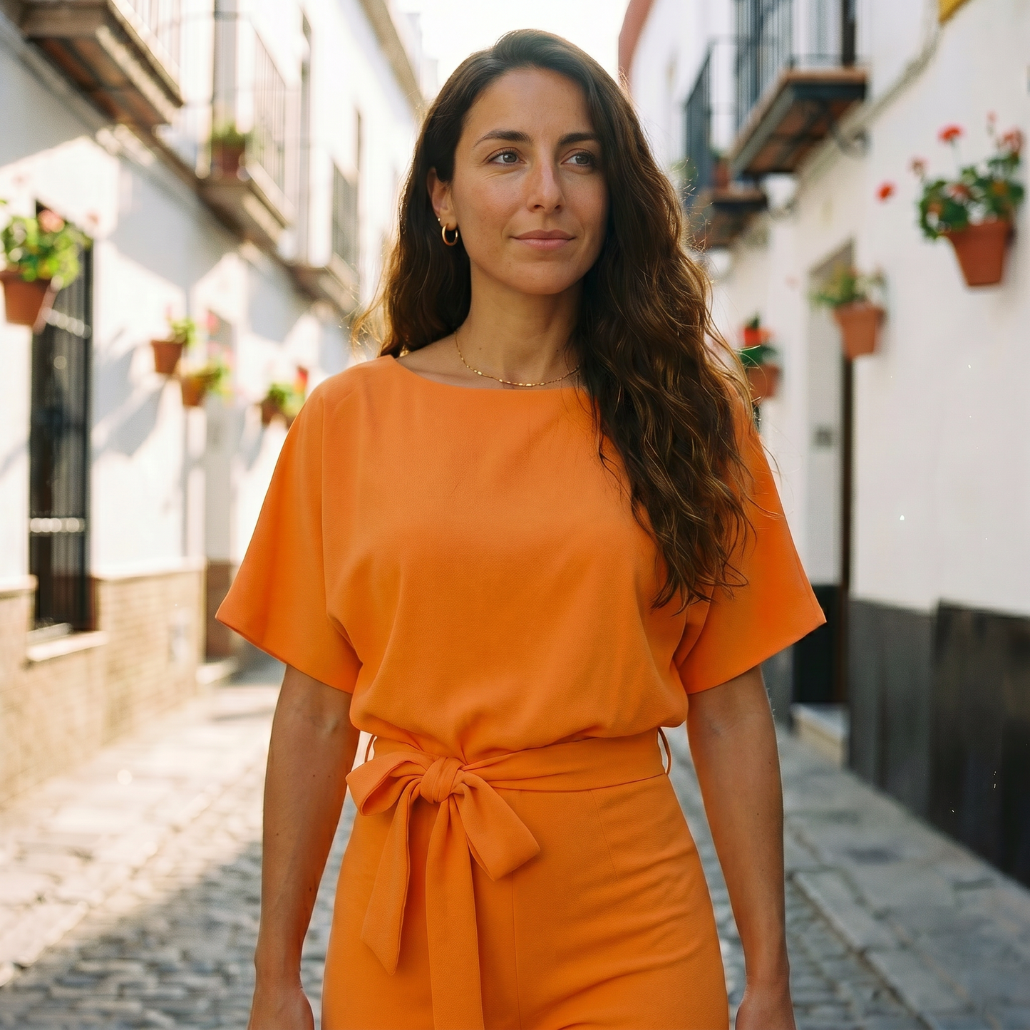Helena | Mono casual de manga corta con cinturón para mujer
