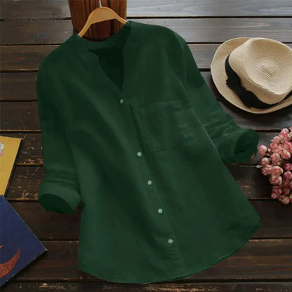 Flor | Long-sleeved shirt with pocket and band collar