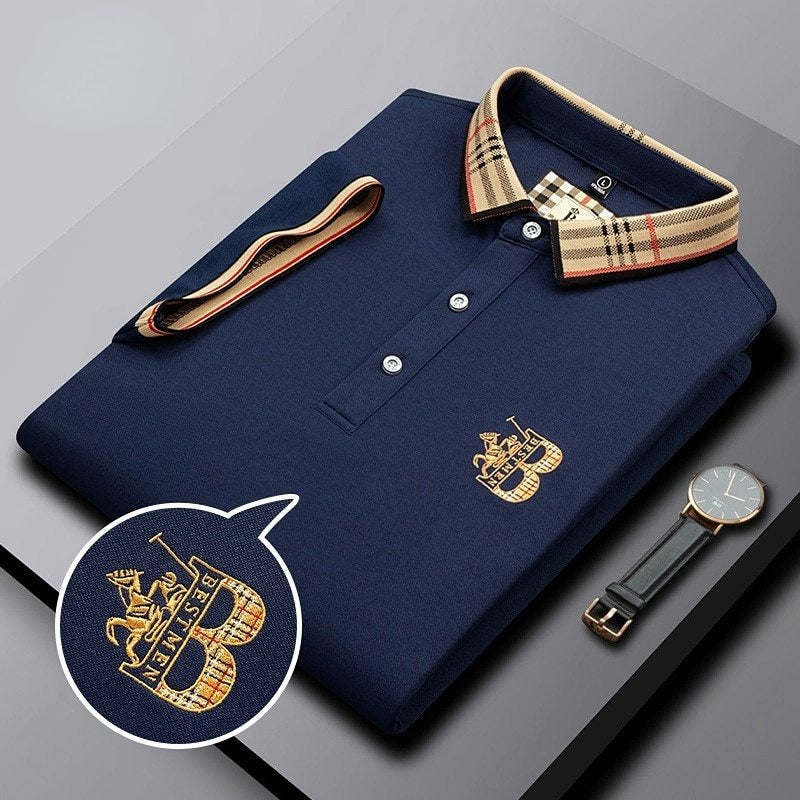 Jenaro | Casualowe polo męskie z kontrastowym kołnierzem w kratę | Eleganckie