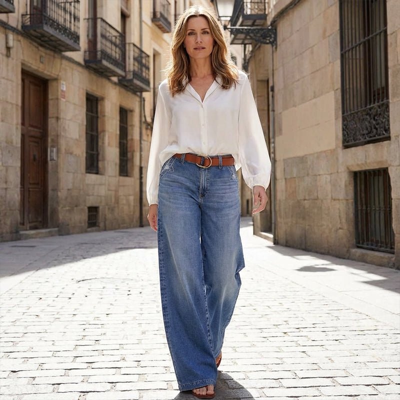 Antonella | Vintage-Jeans mit hohem Bund und weitem Bein  