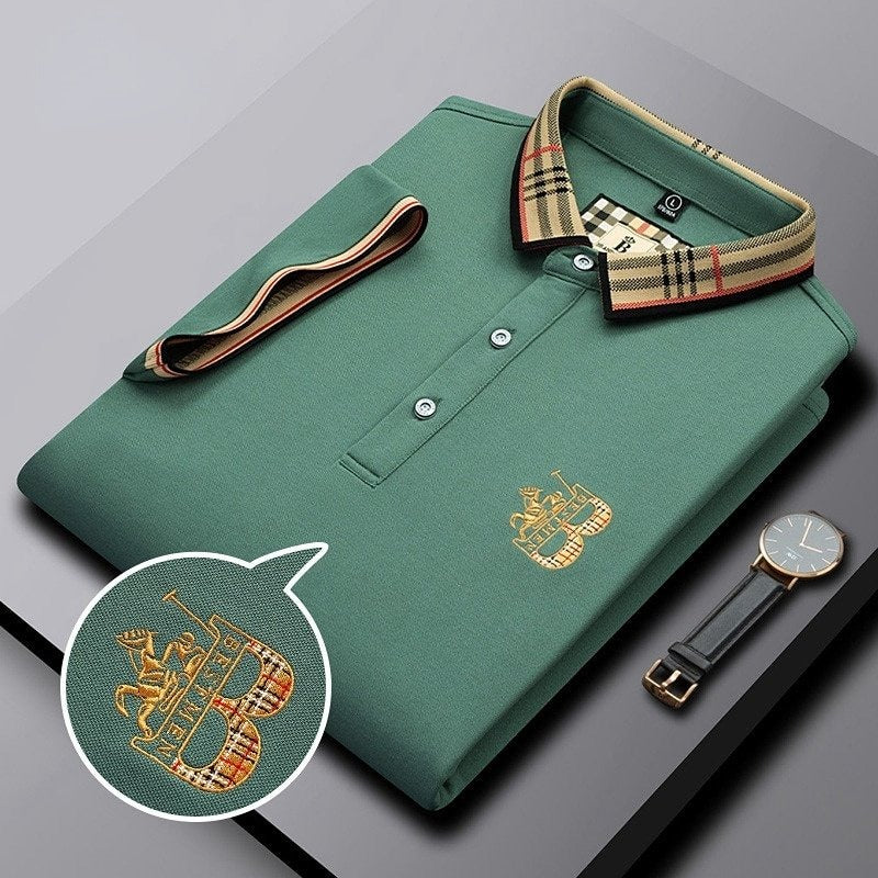Jenaro | Casualowe polo męskie z kontrastowym kołnierzem w kratę | Eleganckie