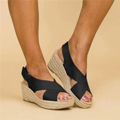 Iliana | Espadrilles für Damen mit Plateau und gekreuzten Riemen