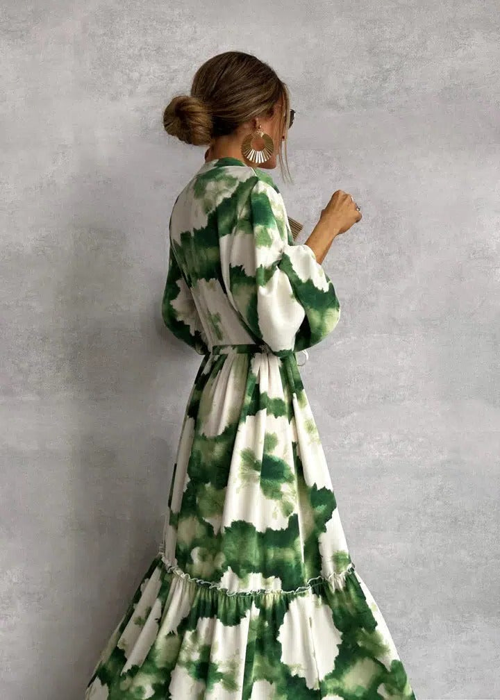 Teodora | Maxikleid für Damen mit Farbverlauf und Gürtel  