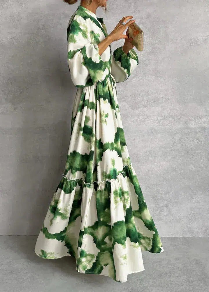Teodora | Maxikleid für Damen mit Farbverlauf und Gürtel  