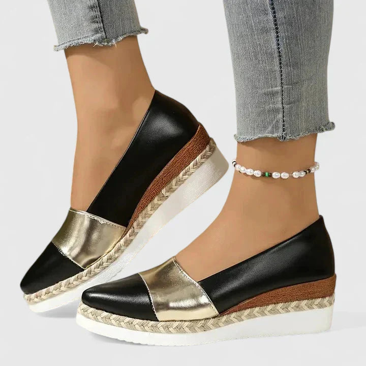 Herminia | Women's platform espadrilles with metallic finish