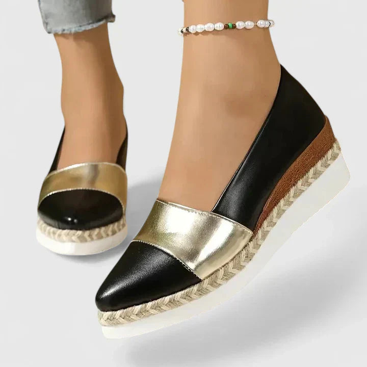 Herminia | Women's platform espadrilles with metallic finish