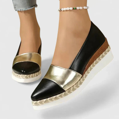 Herminia | Women's platform espadrilles with metallic finish