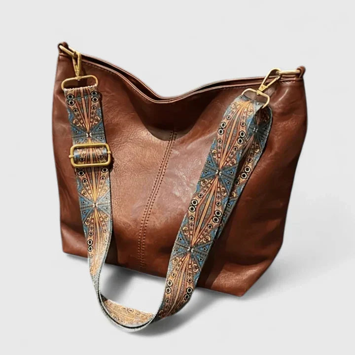 Irene | Schultertasche mit bedrucktem Bandolerriemen  