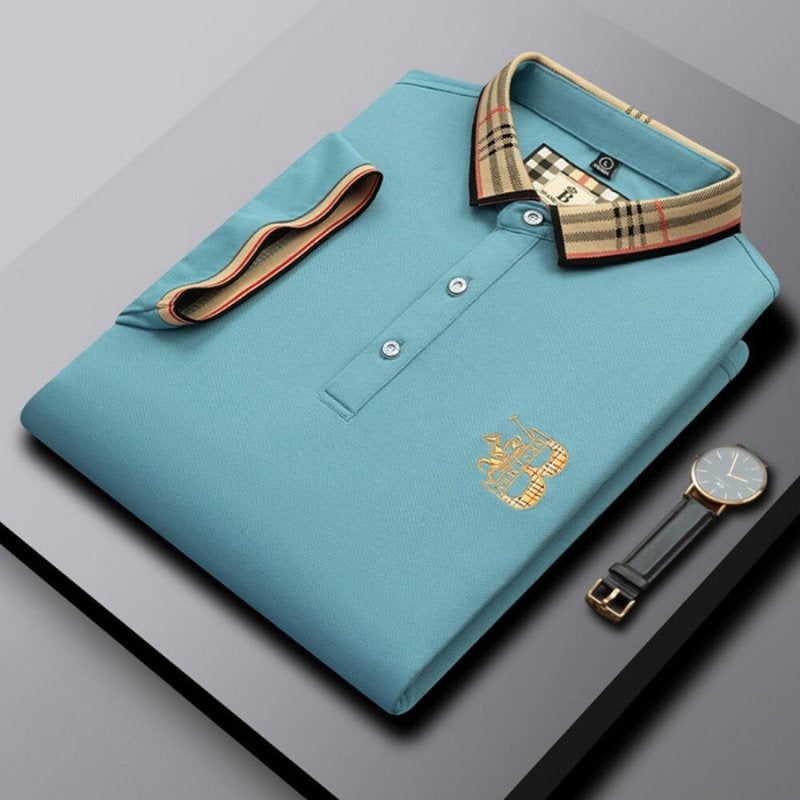 Jenaro | Casualowe polo męskie z kontrastowym kołnierzem w kratę | Eleganckie