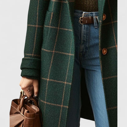 Iliana | Abrigo largo clásico de invierno para mujer con estampado de cuadros